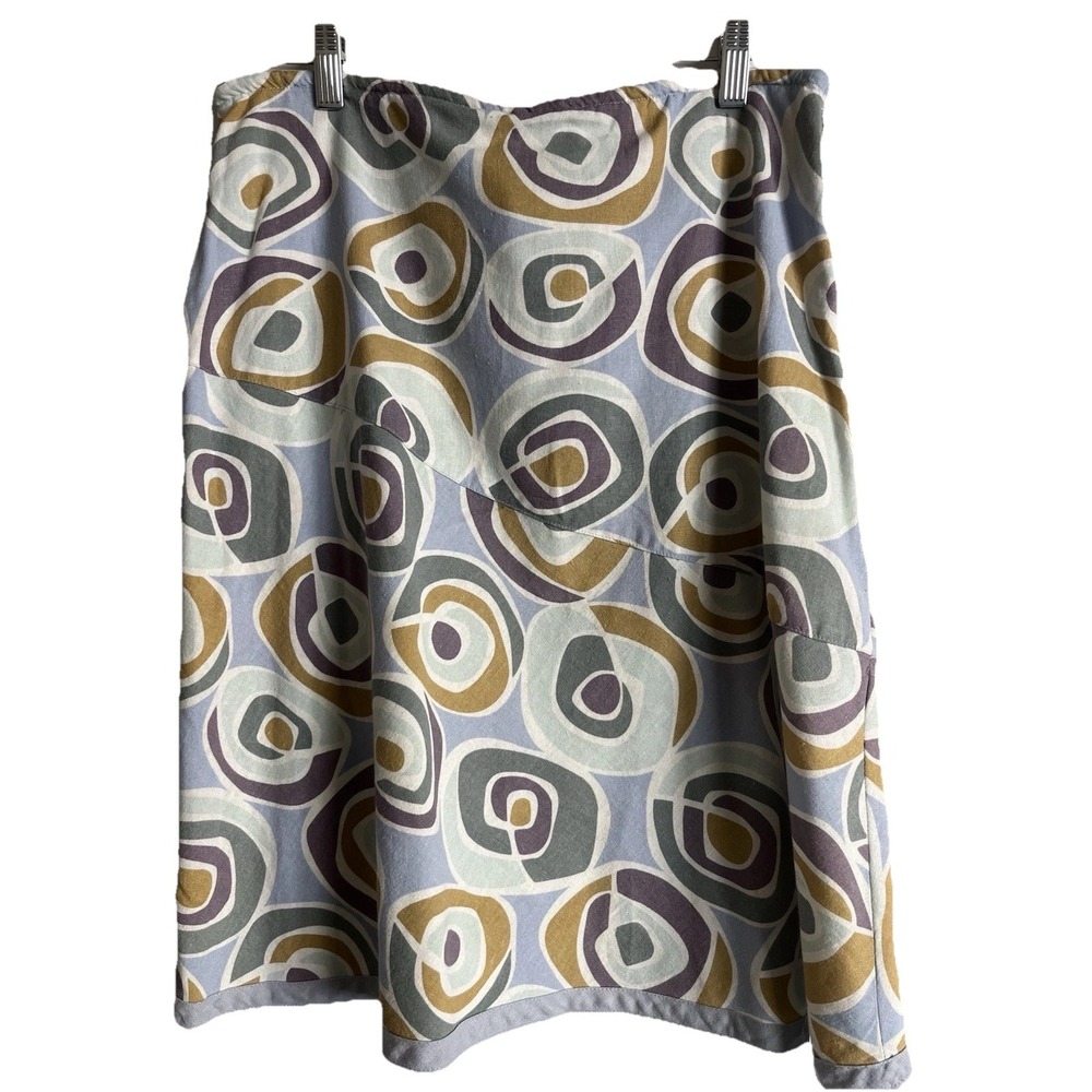 Aventura A Line Linen Rayon Skirt Size 6 Adjustable Waist Knee Length